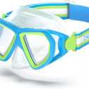 Kids Swim Mask Goggles, Swimming Dive Snorkel Mask with Nose Cover Fabric Strap for Kids Boy Girls (Age 6-15 Years Old)