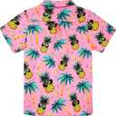 westwolf Little Big Boys Hawaiian Shirts Button Down Short Sleeve Tops Hawaiian Shirt for Kids 3-14T (Pink)