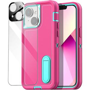 AICase for iPhone 13 Mini Case Built-in Kickstand with Glass Screen Protector+Camera Lens,Heavy Duty Drop Protection Full Body Rugged Shockproof Military Protective Tough Durable Cover_5