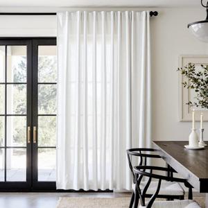 jinchan Linen Blend Curtain 84 inch Length 1 Panel for Sliding Door, Light Filtering 100 inch Extra Wide Living Room Drape with Rod Pocket Back Tab(100W x 84L, Off White)