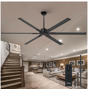Amico 100 Inch Industrial Ceiling Fans Without Lights, Indoor/Outdoor Ceiling Fan with Remote Control, Reversible, 8 Blades, Noiseless, Black Ceiling Fan for Patio, Porch, Garage, Shop, Farmhouse