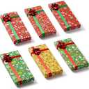 JOYIN 8PCS Presents Gift Card Box Christmas, Christmas Cash Money Card Holder Unique with Bows, 6.5'' x 2.8'' x 0.8'' Xmas Boxes with Lids for Holiday Birthday Party Favor Gift Wrapping