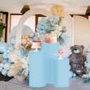 Cylinder Stand Covers for Party 3Pcs Spandex Cylinder Pedestal Stand Covers Cylinder Plinth Stand Cover for Party Backdrop Decor Baby Shower Birthday Wedding, Dusty Blue