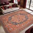 Keen Home Design 6x9 Rug - Machine Washable Area Rug with Non-Slip Backing, Ideal for Living Room, Dining Room, Bedroom - Vintage, Easy Clean, Durable, Low Pile Rug - (6' x 9')