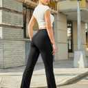 keriffe Women's Flare Yoga Pants Ribbed Seamless High Waisted Workout Bootcut Leggings Tummy Control (Black, XS)