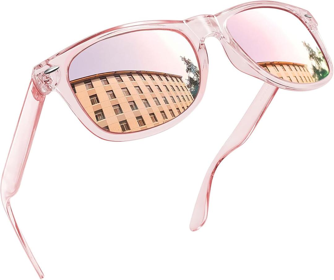 Joopin Square Sunglasses Polarized UV Protection Trendy Designer Sun Glasses Men Women (A03-pink Mirrored Pink)