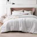 Bedsure King Size Comforter Set - Grayish White King Comforter Set, Soft Bedding for All Seasons, Cationic Dyed Bedding Set, 3 Pieces, 1 Comforter (104"x90") and 2 Pillow Shams (20"x36"+2")