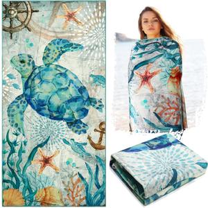 Zhanmai Microfiber Sea Turtle Beach Towel 30 x 60 Inches Bath Towels Pool Quick Drying Beach Blanket Sandproof Blanket for Adults Travel Sports Swim Spa