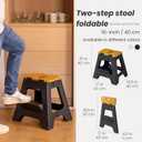 Vigar Compact Step Stool Foldable, 16-inch Two-Step Stools for Adults up to 330 Pound, Lightweight Stool, Non-Slip Folding Step Stool, Black, Bamboo Print on Top