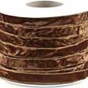 2 x MAYREEL 3/8 Inch Brown Crushed Velvet Ribbon Mahogany Vintage for Flower Bouquets Wedding Invitations Crafts Gift Wrapping Christmas Decorations Party 25 Yards