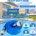 2'' x 50 Ft Discharge Hose, Heavy Duty PVC Lay Flat Water Backwash Hose,Durable Pool Drain Hose with Aluminum CE Fittings for Water Pump And Filters