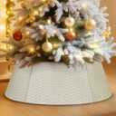 Lanpn Metal Christmas Tree Collar 20 inch, Christmas Tree Ring Collar for Small Mini Pencil Xmas Stand Cover Real Artificial Trees Indoor Outdoor Decoration (Copper, Horizontal Weave)