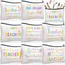 Tallew 8 Pcs Easter Teacher Appreciation Gifts Bulk, Easter Makeup Bag Basket, Bunny Eggs Makeup Bag for Teacher Appreciation Birthday Gifts