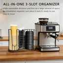 Coffee Cup Holder,18oz Cup and Lid Organizer, Cup Dispenser Rack with Wood Base, Suitable for Countertop Use, Kitchen, Coffee BarStoring Paper Cups, Straws, Lids, Tea Bags(3-Compartment)