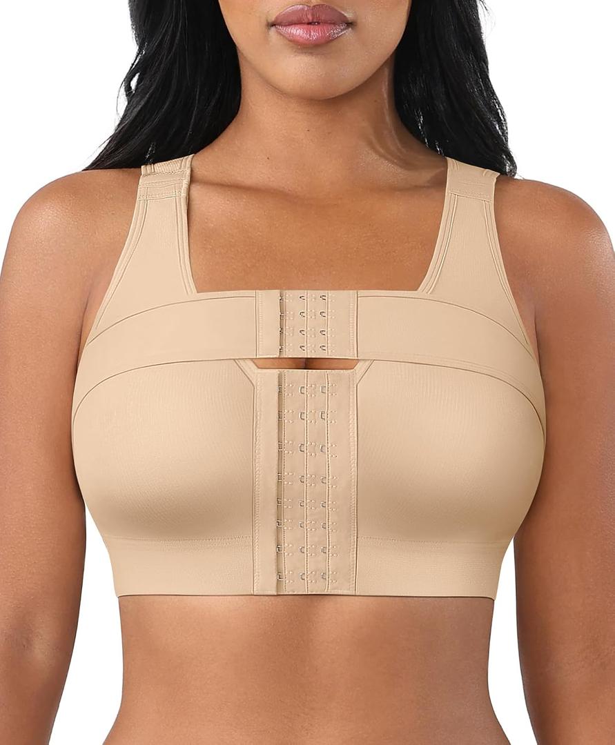 FeelinGirl Surgical Bra Compression Bras for Women Post Surgery Front Closure Bra with Breast Support Band