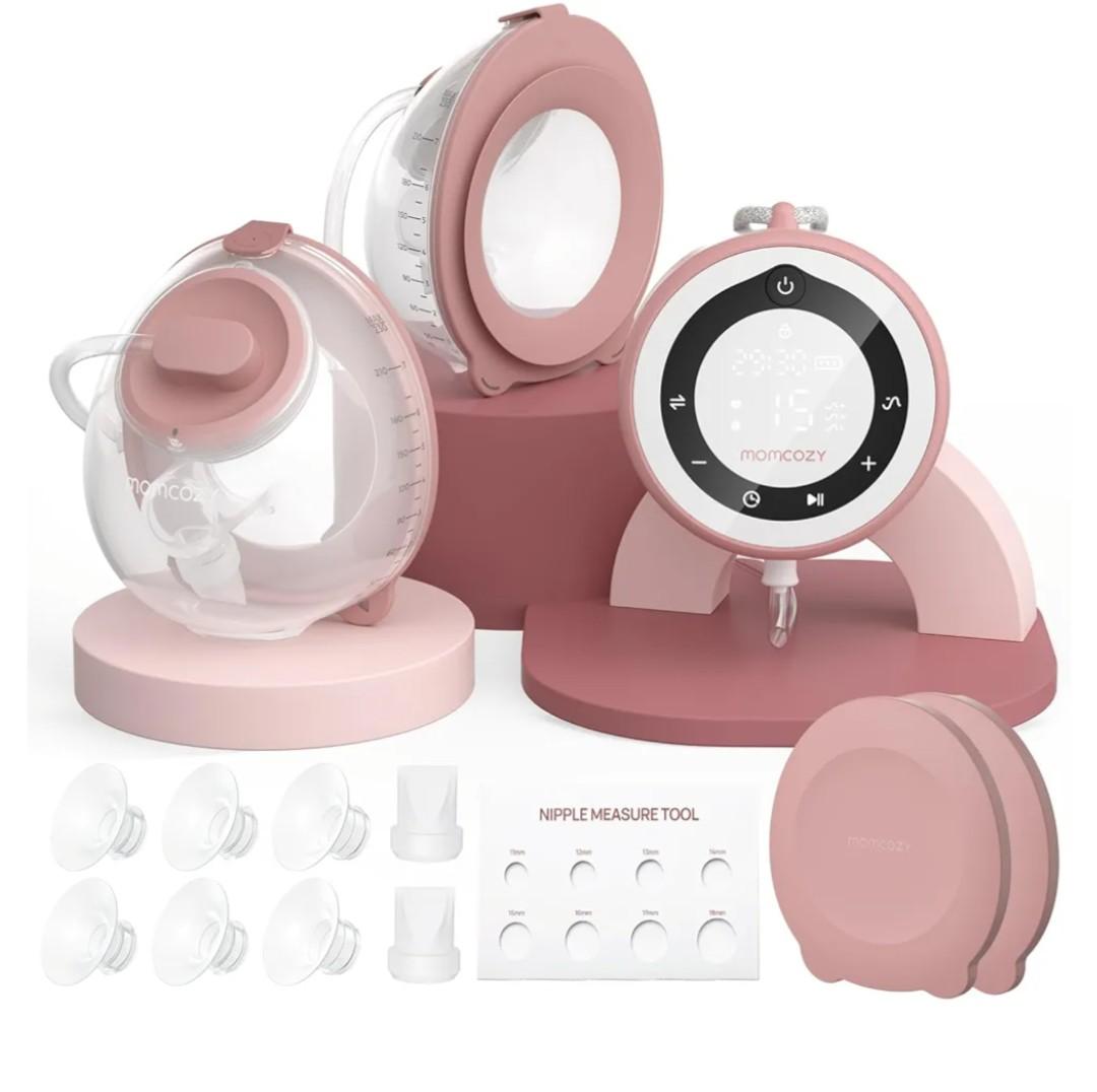 Momcozy Breast Pump V1 Pro Hospital-Grade, Hands-Free & Portable Wearable Pump, Upgraded Electric Pump with 3 Fine-Tuned Rhythms|15 Levels, Come with Leak-Proof DoubleFit Flange, Cozy Red.