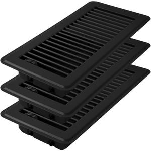 Floor Vents 4" x 12" Floor Register Floor Vent Covers for Home Heavy Duty Metal Walkable Air Floor Vent Covers with Rust Proof Finish and Adjustable Knob for Home Floor Wall (Black, 412 Inch 3pack)