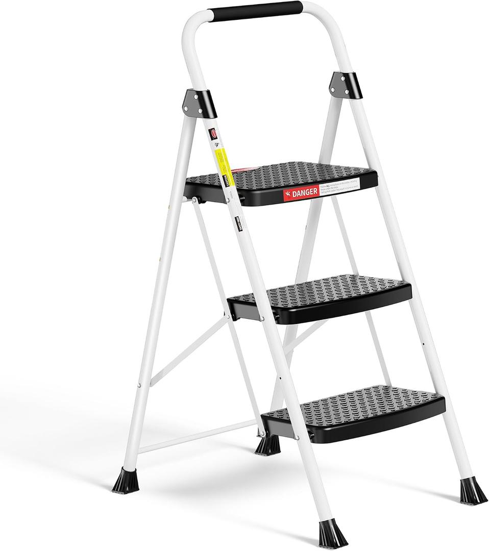 HBTower Step Ladder, Folding Step Stool with Wide Anti-Slip Pedal