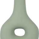 Ceramic Decorative Vase with Hallow Ring Design  Stoneware Decorative Vases for Home Decor  Minimalist Centerpiece Flower Vases for Living Room, Bedroom & Office  9", Green