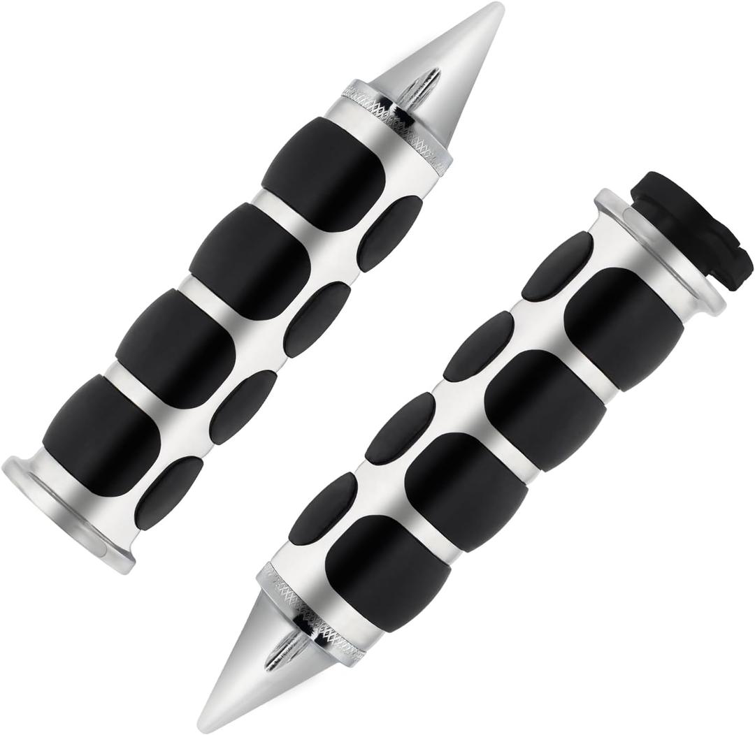 NTHREEAUTO Motorcycle Hand Grips Universal Handlebar Throttle Grip for 1" / 25mm Handle Bar Compatible with Harley Dyna Sportster Road King Street Glide Fat Boy (Chrome)