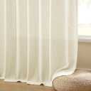 Extra Long Pinch Pleat Linen Curtains for Living Room 120 Inches Long Sliding Glass Door Semi Sheer Curtain Cream 2 Panels Pleated Drape (Natural)