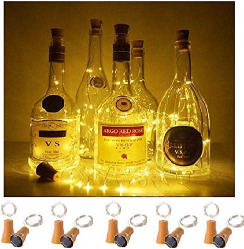 Decorman 10 Pack Solar Powered Bottle Lights, 10 LED Waterproof Copper Cork Shaped Lights for Wedding/Christmas/Outdoor/Holiday/Garden/Patio/Yard/Pathway Decor (Warm White)