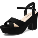 Women's Platform Wedges Heels Sandals Suede Block Chunky High Heel Ankle Strap Open Toe Comfortable Wedding Party Dress Pump Sandal 37