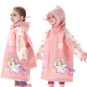 Kids Raincoats for Girls Boys Waterproof Rain Jacket Cartoon Unicorn Children Toddler Rain Wear Children Rain Poncho S Size 1-2 Years (Pink)