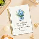 TWRVI Blue Hydrangea Christian Spiral Notebook, Religious College Ruled Notebook Journal for School Office Supplies, His Mercies Are New Every Morning Bible Journaling Notebooks 5.5"x8.3" 164 Pages