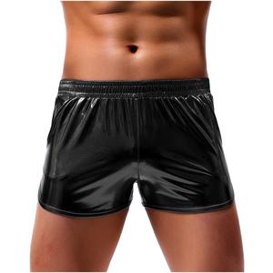 Arjen Kroos Men's Sexy Metallic Shiny Shorts Sparkly Rave Hot Short Pants with Pockets (Black, L)
