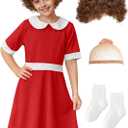 BesserBay Girl Halloween Annei Cosplay Costumes A-line Short Sleeve Outfit Party Doll Collar Mini Dress Red 4 Years
