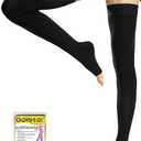 Beister 1 Pair Medical Open Toe Thigh High Compression Stockings with Silicone Band for Women & Men, Firm 20-30 mmHg Graduated Support for Varicose Veins, Edema, Flight, XL