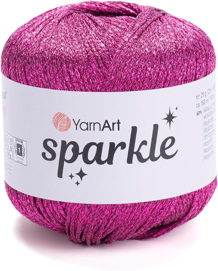 YarnArt Sparkle - Metallic Glitter Fine Lightweight Yarn for Crochet, Knitting, Amigurumi, Cardigans, Shawls, Bag Making - Soft Craft (1338)