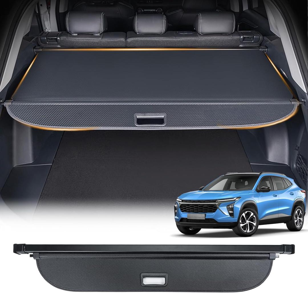 Cargo Cover Compatible with Chevrolet Trax 2024 2025 Accessories Retractable Rear Trunk Cover Compatible with Chevy Trax 2024-2025 Luggage Privacy Security Shield Shade Carbon Fiber Texture