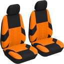BESULEN Front Car Seat Covers, 2 Pcs Polyester Bucket Seat Protectors, Soft and Breathable, Premium Sporty Automotive Seat Cushions, Auto Interior Accessories for Most Cars, SUV (Orange)