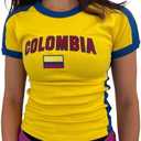 IDEWO Colombia Baby Tee Summer Crop Tops Y2k Clothes Mexico Jersey 90s Graphic Tee 2000s Going Out (US, Alpha, Medium, Regular, Regular, Colombia)