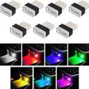 Augeny 7 PCS USB LED Car Interior Atmosphere Lamp, Plug-in USB Decor Night Light, Portable Auto Ambient Lighting Kit, Universal Vehicle Interior Accessories for Most Cars (Multi-Color)