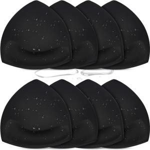 KSang Waterproof Bathing Suit Cups Inserts - 4 Pairs Swimsuit Pads Insert Push up for Women | Sewn-Edge Bikini Padding Insert Black for C/ D Cup