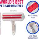 Pet Hair Remover Roller - Reusable Lint Roller for Dog & Cat Hair on Furniture, Couch, Carpet, Clothing - Eco-Friendly Portable Fur Remover Tool - Manual Operation - Plastic - White