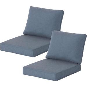 Sunbrella Outdoor Patio Chair Cushions Set, 24x27.5 Inch Outdoor Deep Seat Cushions Set of 2,Water-Resistant,Piped Edges & YKK Hidden Zipper,Sunbrella Spectrum Denim