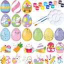 Eaasty 24 Pcs Easter Eggs and Bunny Painting Kit Wooden Eggs and Bunny for Easter Crafts Basket Stuffers Gifts for Kids Birthday Party Favors Classroom Prizes DIY Decor