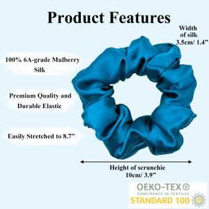 2 Pcs Set 100% Pure Mulberry Silk Hair Scrunchies Hair Ties with 2 Chic Colors Everyday Scrunchies Silk Ponytail Holders Hair Care No Damage (Malachite Blue, Navy Blue, Black) 2 Pcs Set 100% Pure Mulberry Silk Hair Scrunchies Hair Ties with 2 Chic Colors Everyday Scrunchies Silk Ponytail Holders Hair Care No Damage (Malachite Blue, Navy Blue, Black)