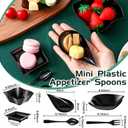 Tessco for you 200 Pcs Mini Appetizer Plates with Spoons Forks Disposable Mini Dessert Plates Plastic Appetizer Bowls Tiny Individual Serving Trays for Party (Classic Style,Black)