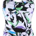 Ocean Blues Women's Strapless Bandeau Swimsuit Top Ruched Tummy Control Tankini Top Only, Size Small