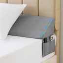 MEGCXIT King Bed Wedge Pillow for Headboard, 76"x10"x6", Bed Gap Filler, Headboard Pillow, Anti-Slip Gap Pillow with Side Pockets, Removable Cover, Grey