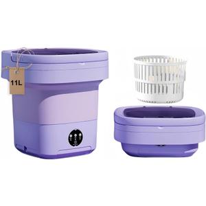 Portable Washing Machine, Mini Washer,11L Upgraded Large Capacity Foldable Washer.Deep Cleaning of Underwear, Baby Clothes and Other Small Clothes.Suitable for Apartments, Dormitories, Hotels.(Purple)