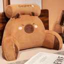 Sexysamba Bed Rest Reading Pillow - Kawaii Soft Lumbar Pillows Rest Cushion with Washable Cover, Bedrest Pillow with Arms for Sitting in Bed, Relaxing, Watching TV, Gaming, Cars - Capybara,Small