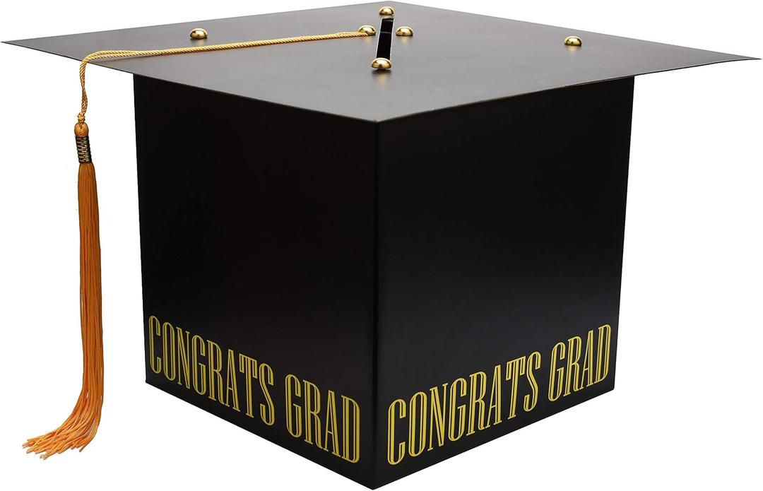 Graduation Card Box Graduation Card Holder Original Graduation Cap Shaped Card Box with Real Tassel for Graduation Party Supplies