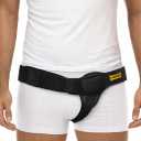 URIEL Left Side Hernia Belts for Men - Inguinal Hernia Belt for Men, Pre and Post Surgery Truss, Size Large, Black (39.8-44.5 Inches)