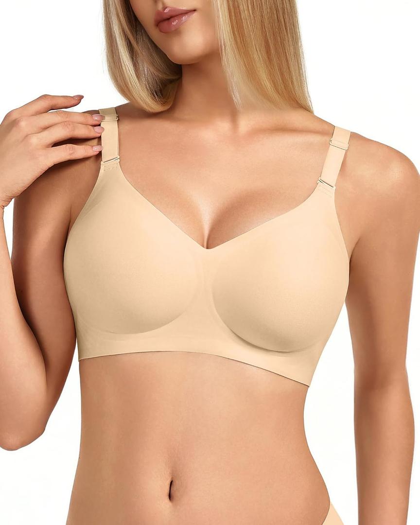 Women's Jelly Comfort Wireless Bra Full Coverage Push Up for All-Day Wear, No Underwire Everyday Bra with Light Support, 3XL